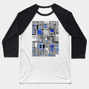 Blue Gray Black And White Abstract Rectangles Baseball T-Shirt
